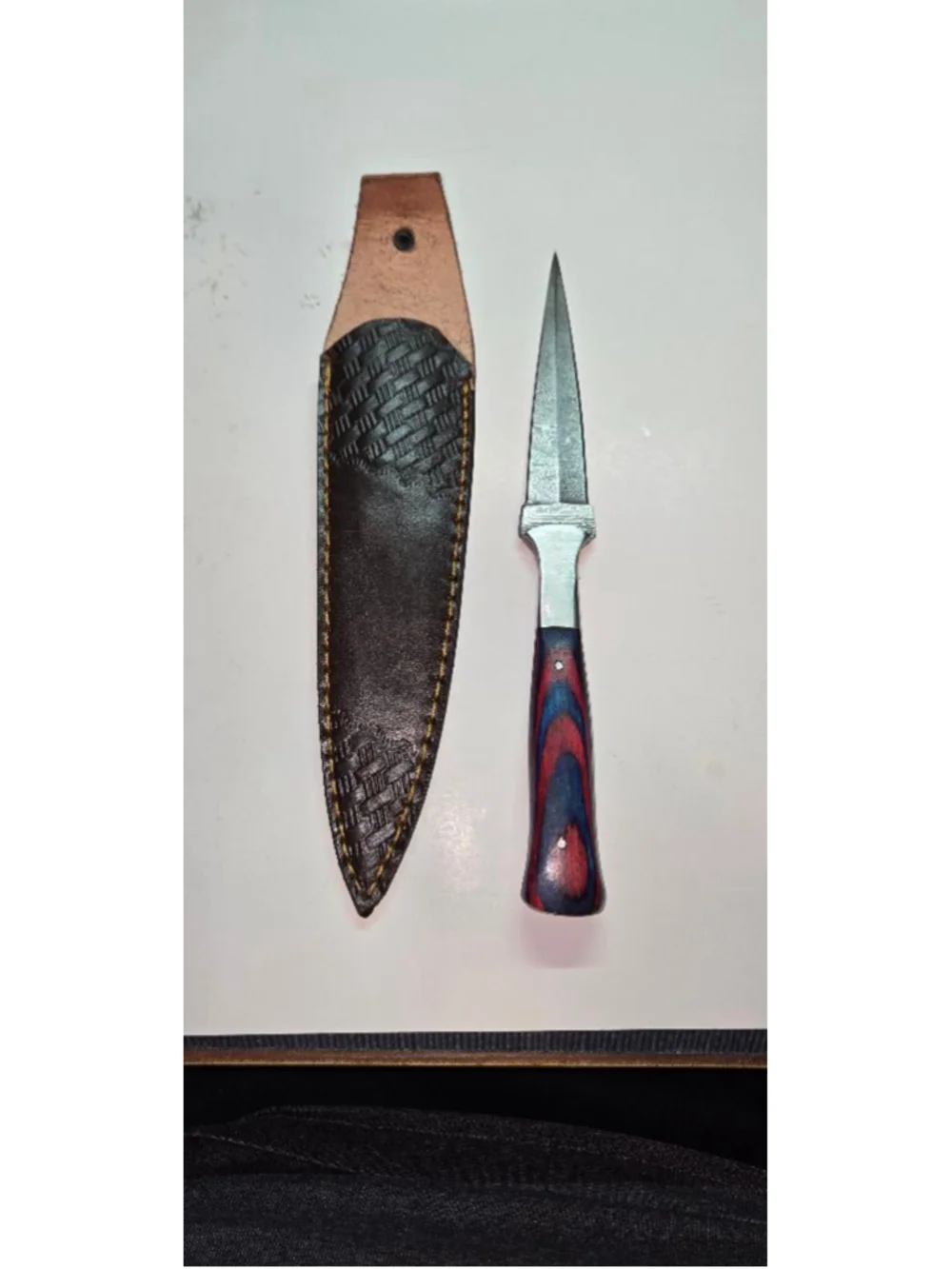 Custom Handmad Louis Martin Damascus Layered Knife Dagger w/ Sheath Double edge